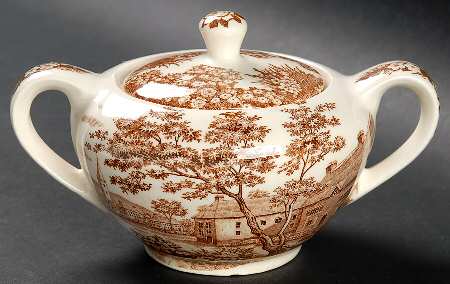English Village Brown Sugar Bowl & Lid