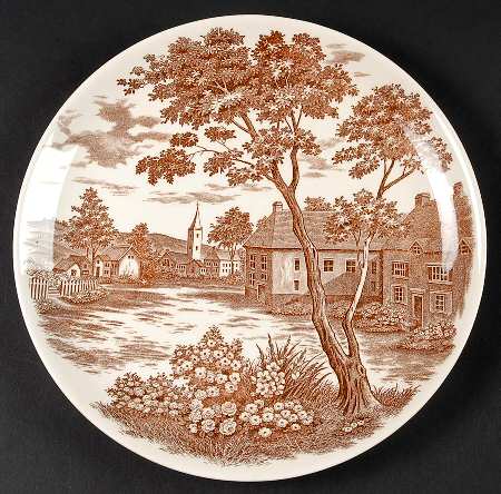 English Village Brown Dinner Plate