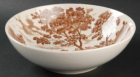 English Village Brown 8" Round Vegetable Bowl