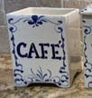 French Script Blue Coffee Canister & Lid