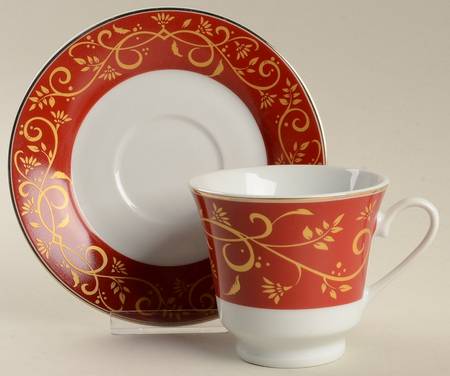 Chambour Red Footed Cup & Saucer Set
