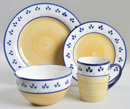 Color Strokes (Blue Leaves) 4 Piece Place Setting