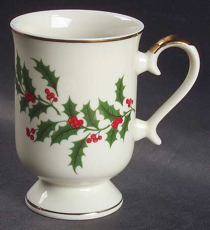 Holly Cream Footed Mug