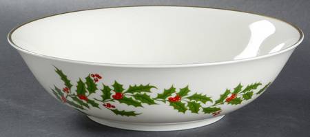 Holly Cream 9" Round Vegetable Bowl