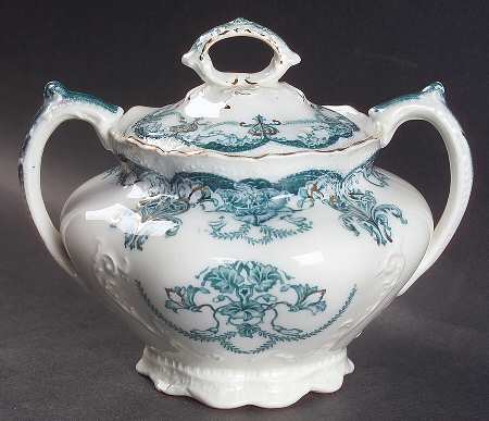 Dartmouth Blue Green Sugar Bowl & Lid