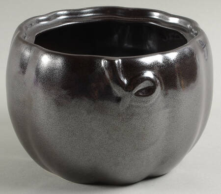Pewter Stoneware Small Figural Pumpkin Bowl No Lid