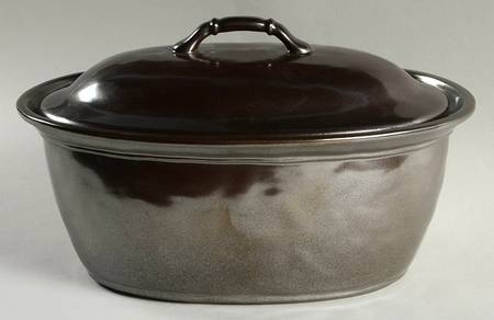 Pewter Stoneware 2.5 Quart Oval Covered Casserole