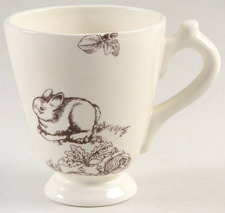 Bunny Toile Brown Footed Mug