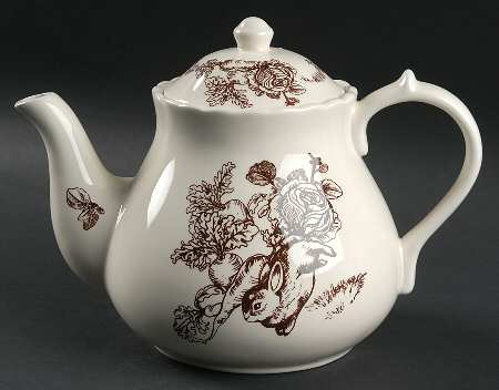 Bunny Toile Brown Teapot & Lid