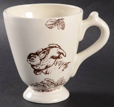 Bunny Toile Brown Footed Mug