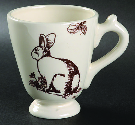 Bunny Toile Brown Footed Mug
