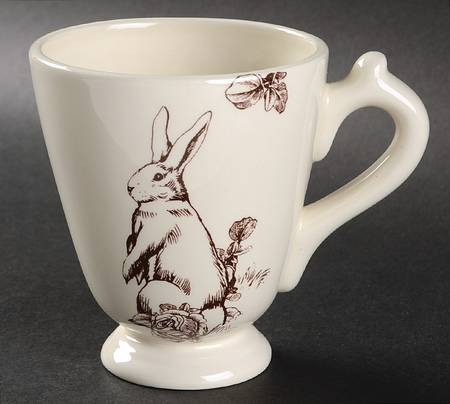 Bunny Toile Brown Footed Mug