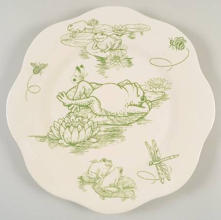Frog Toile Dinner Plate