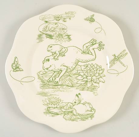 Frog Toile Dinner Plate