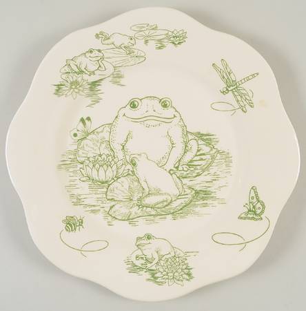 Frog Toile Dinner Plate