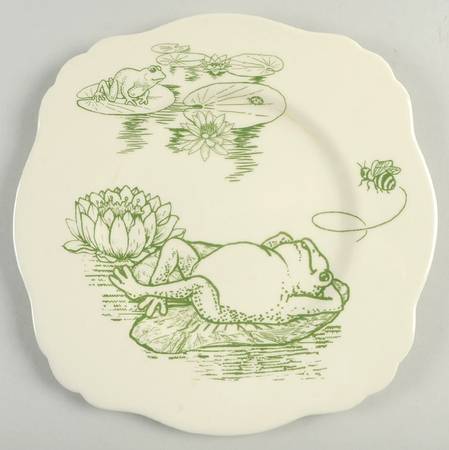 Frog Toile Square Luncheon Plate