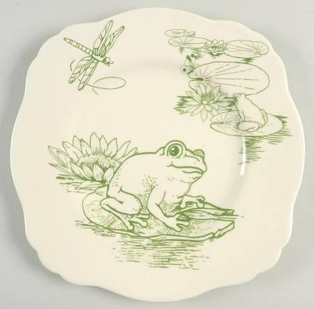Frog Toile Square Luncheon Plate