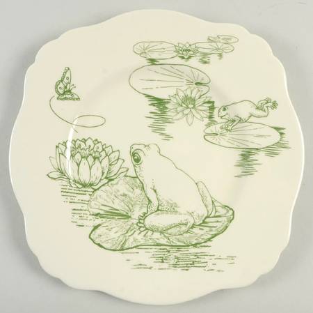 Frog Toile Square Luncheon Plate