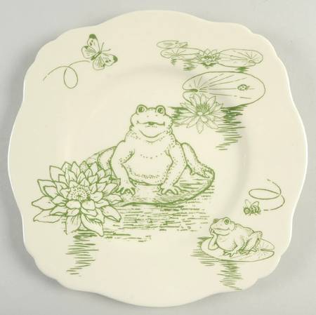 Frog Toile Square Luncheon Plate