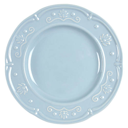Scalloped Floral Blue Salad Plate