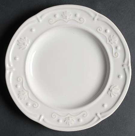 Scalloped Floral White Salad Plate