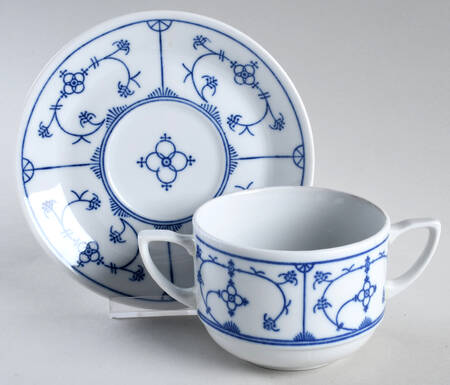 Blau Saks Flat Cream Soup Bowl & Saucer Set by Jaeger