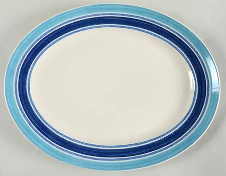 Farmhouse Blue Stripe 13" Oval Serving Platter