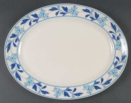Farmhouse Blue Fern 13" Oval Serving Platter