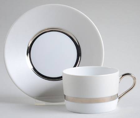 Tentation Metallic Silver Flat Cup & Saucer Set