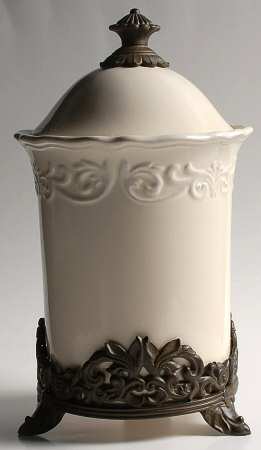Corvella Ivory Lg Canister w/Mtl Stand (Stand Fits All Canisters)