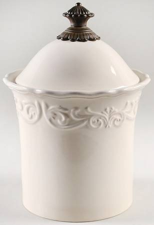 Corvella Ivory Small Canister & Lid No Metal Stand