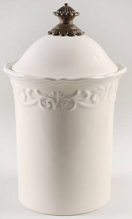 Corvella Ivory Medium Canister & Lid No Metal Stand