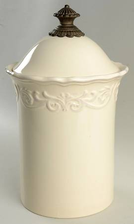 Corvella Ivory Large Canister & Lid, No Metal Stand