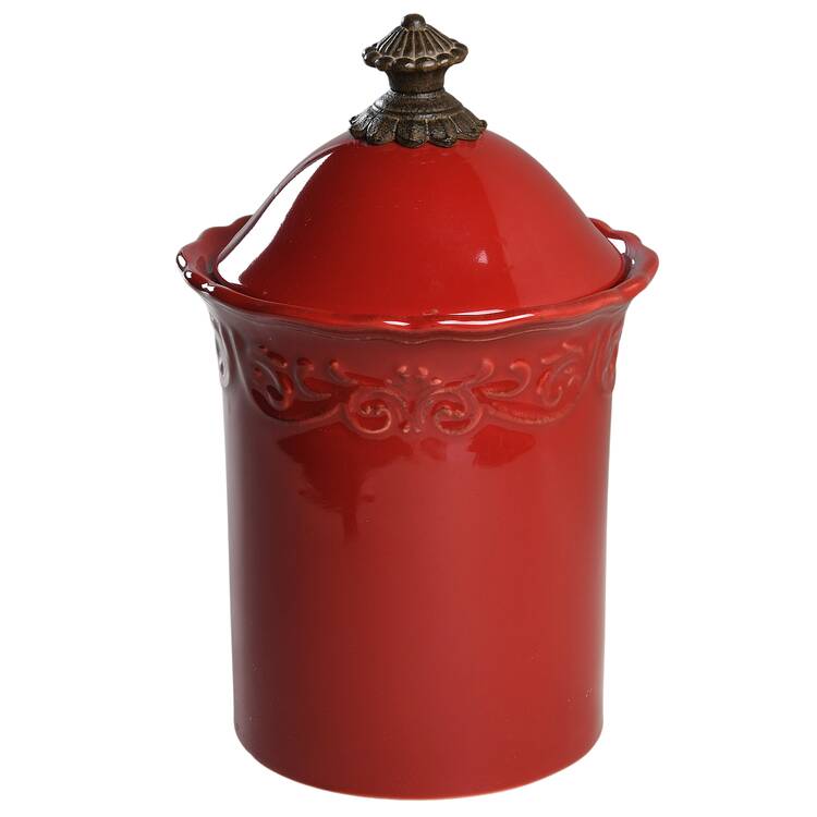 Corvella Red Medium Canister & Lid No Metal Stand