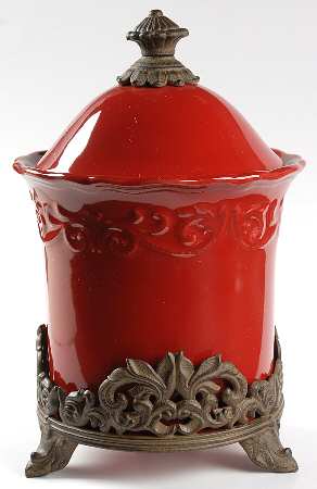 Corvella Red Small Canister w/Mtl Stand(Stand Fits All Canister