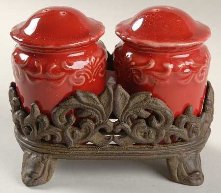 Corvella Red Salt & Pepper w/Metal Stand