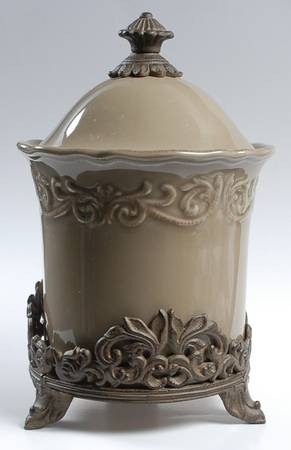 Corvella Taupe Small Canister w/Mtl Stand(Stand Fits All Canister