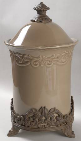 Corvella Taupe Lg Canister w/Mtl Stand (Stand Fits All Canisters)
