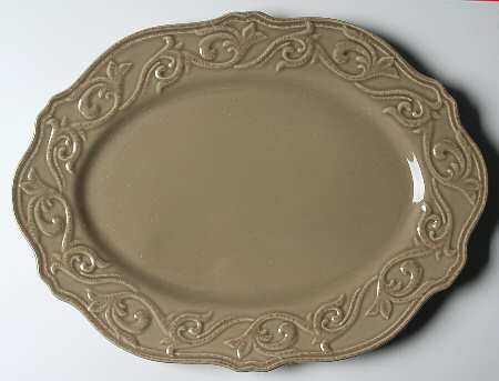 Corvella Taupe 18" Oval Serving Platter