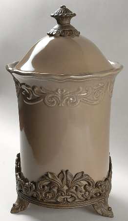Corvella Taupe Large Canister & Lid, No Metal Stand