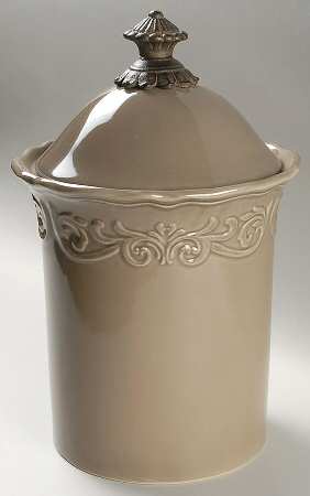 Corvella Taupe Medium Canister & Lid No Metal Stand