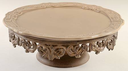Corvella Taupe Cake Plate No Glass Dome