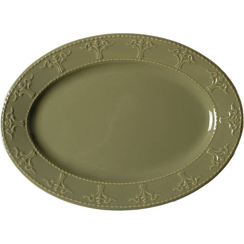 Athena Dark Green 14" Oval Serving Platter