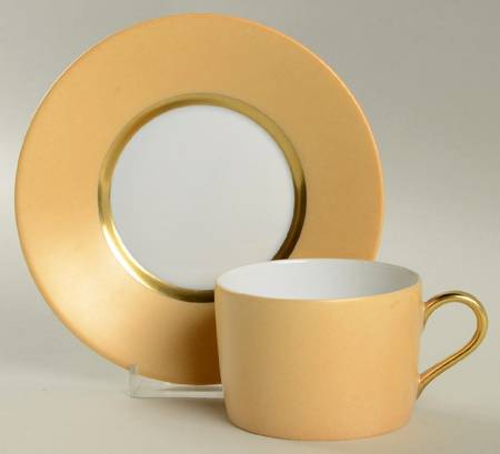 Lune de Miel Metallic Sienna Flat Cup & Saucer Set