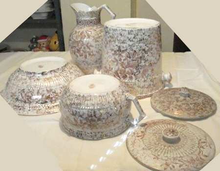 Floral Gold Large Pitcher & Bowl Set