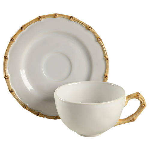 Classic Bamboo Flat Cup & Saucer Set