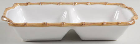 Classic Bamboo Rectangular Divided Vegetable Bowl