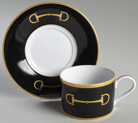 Black Cheval Flat Cup & Saucer Set