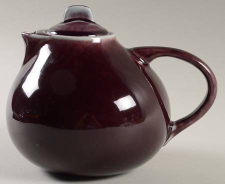 Tourron Eggplant and White Teapot & Lid
