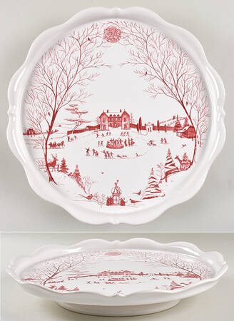 Country Estate Winter Holiday 12" Diameter Pedestal Cake Stand